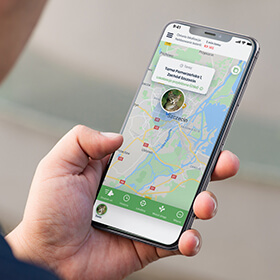Widok aplikacji Bezpieczne Zwierzę z funkcją lokalizacja GPS