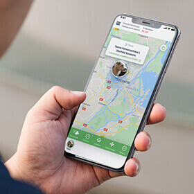 Widok aplikacji Bezpieczne Zwierzę z funkcją lokalizacja GPS