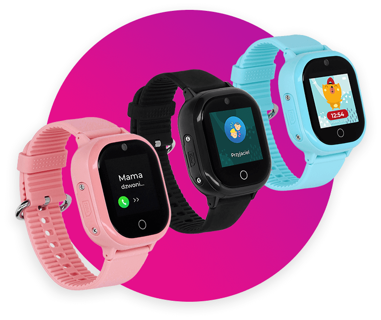 granatowy-smartwatch-LocoWatch-z-funkcja-wideorozmow Granatowy Smartwatch GPS dla dzieci LocoWatch na pomarańczowym tle, z wyróżnioną funkcją wideorozmów
